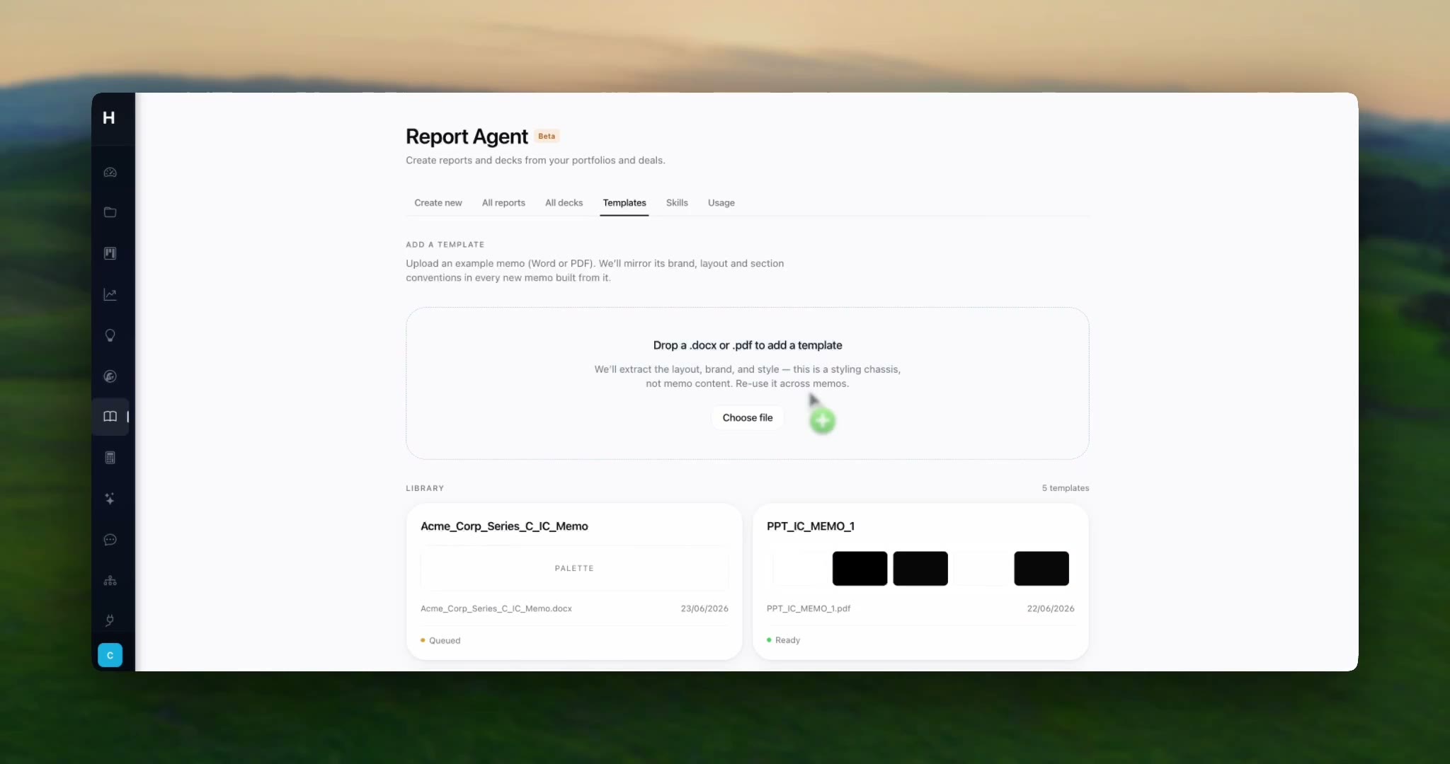 Hebrides Report Agent drafting a report in your own format